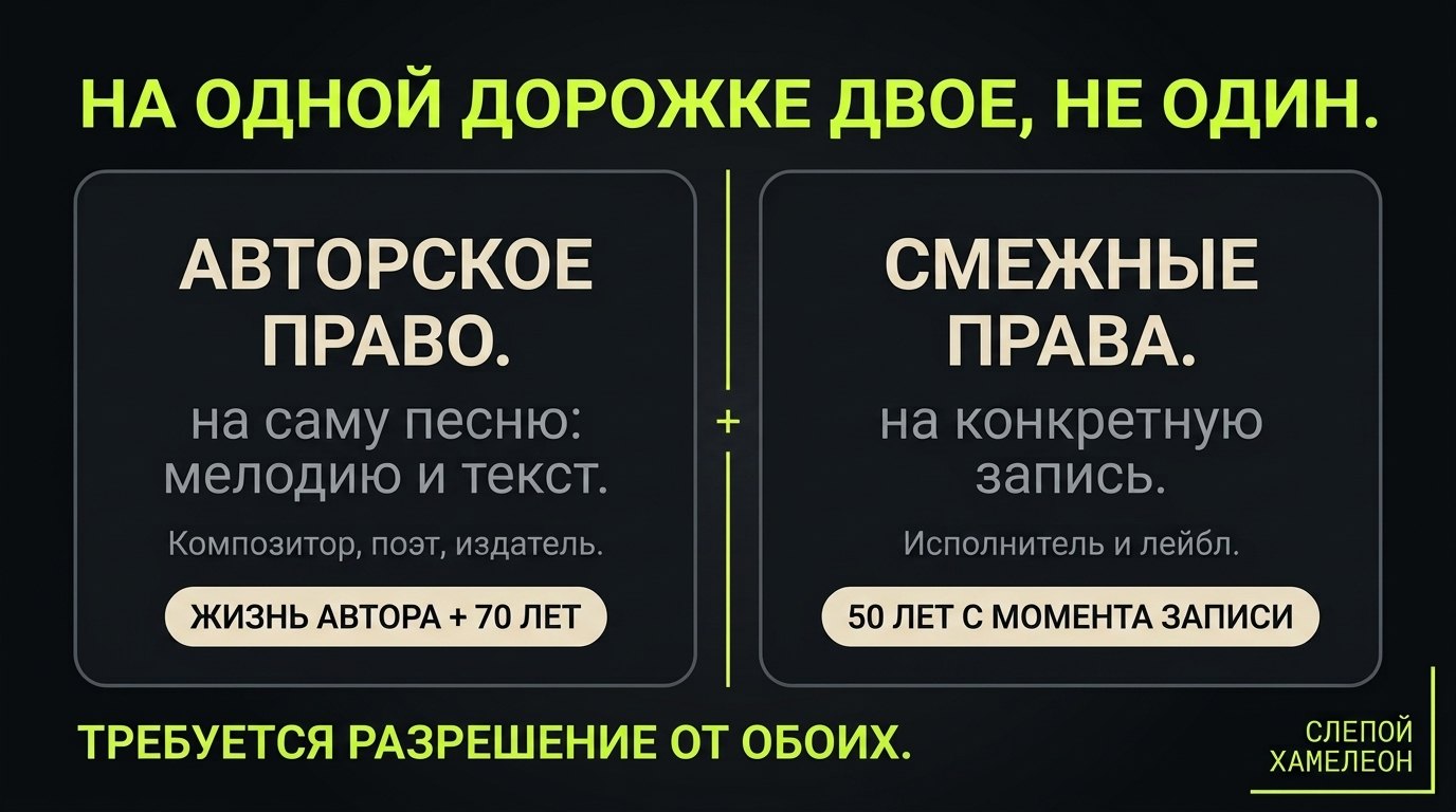 Разрешение нужно от обоих Авторское право на песню и смежное право на запись: два разных срока