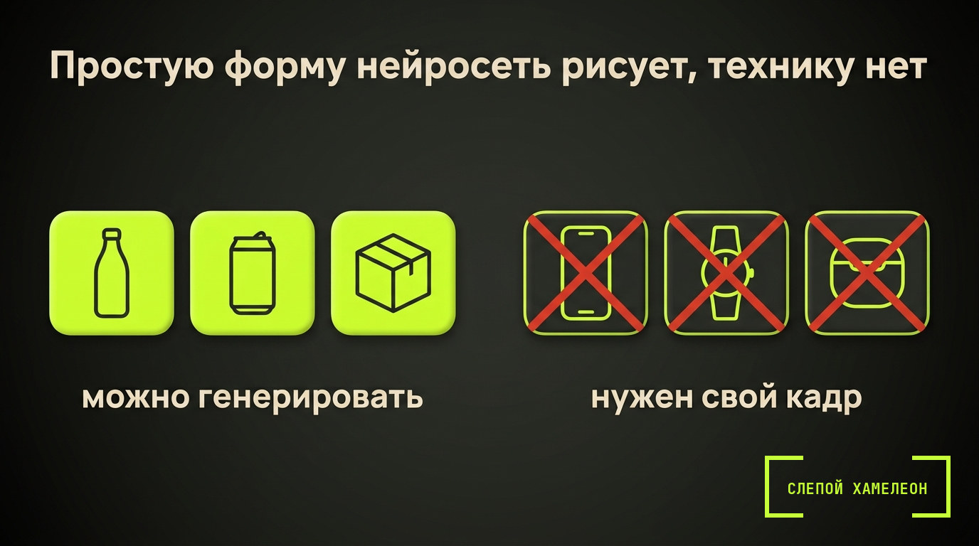 Простая геометрия против техники Где генерация товара с нуля работает, а где разваливается