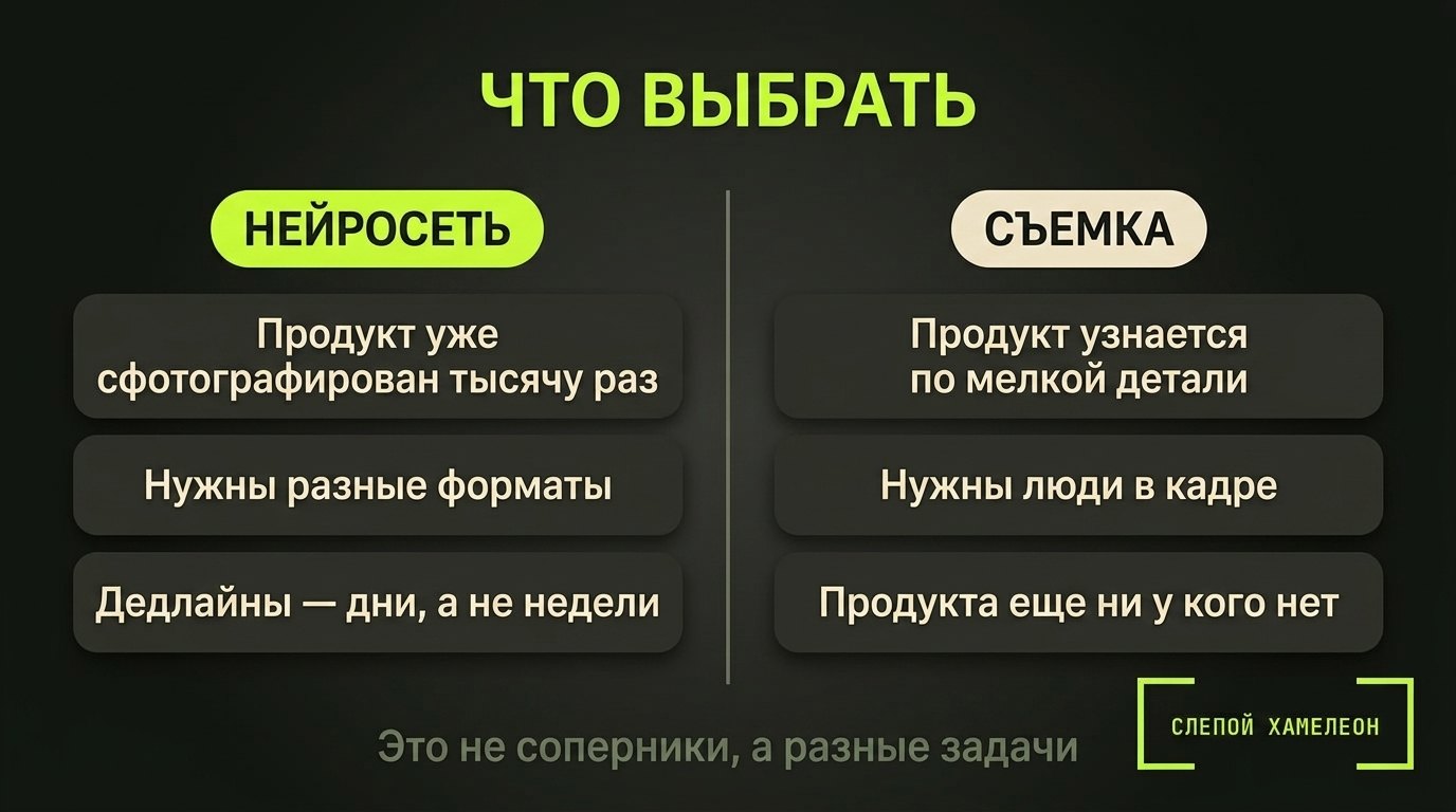 Это не соперники, а разные задачи Когда брать нейросеть, а когда съёмку